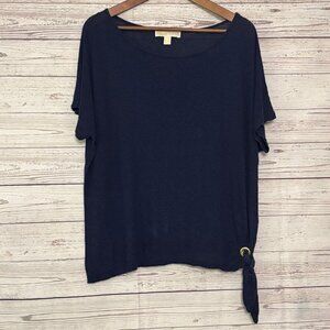 Michael Kors Navy Short Sleeve with Knot Detail XL